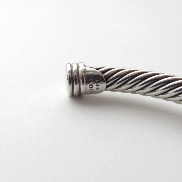 David Yurman Sterling Silver & Diamond Station Peridot Noblesse Bracelet Bangle - Picture 4 of 4